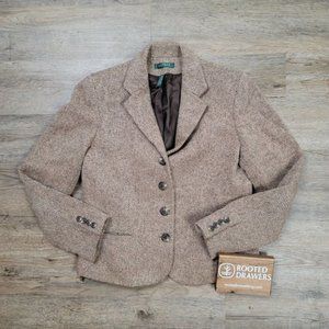 Vintage Lauren Ralph Lauren Blazer Suit Jacket Brown Wool 4 Button Career Womens